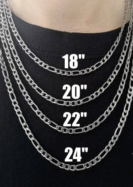 5mm Figaro Link Stainless Steel Necklace Chain for Men or Women