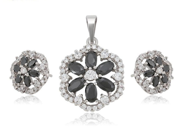 Black Crystal Jewelry Set