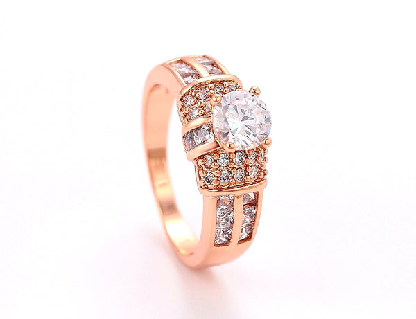 Rose Gold Ring with work of Cubic Zirconia - HNS Studio