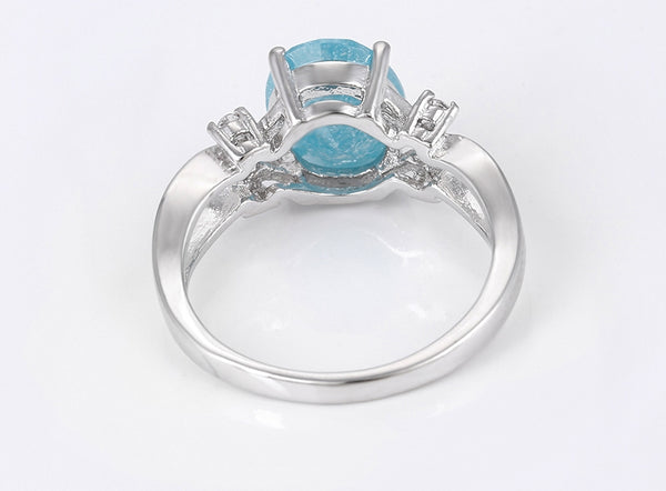 Aquamarine March Birthstone Ring in Silver - HNS Studio