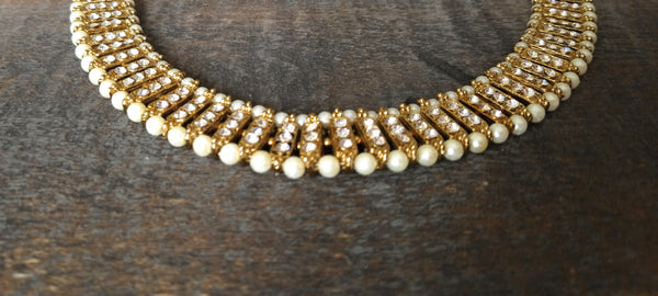 Ethnnic Choker With Champagne stones and Pearls - HNS Studio