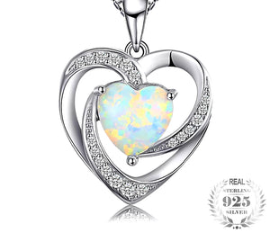 Opal birthstone Pendant necklace Sterling Silver - HNS Studio