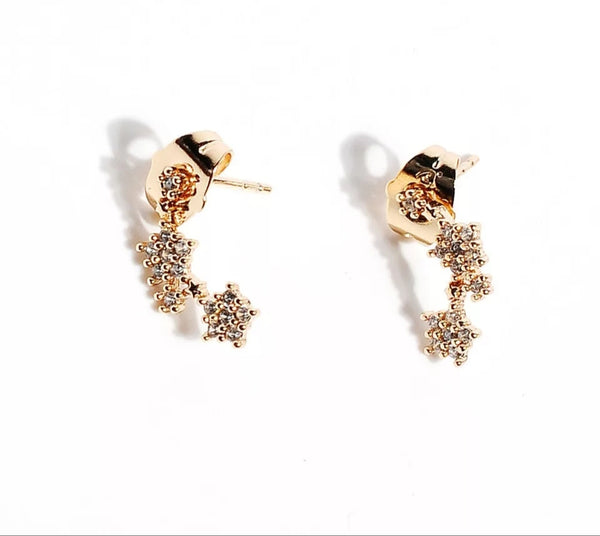 Gold and Silver Flower Tiny Climber Earrings - HNS Studio