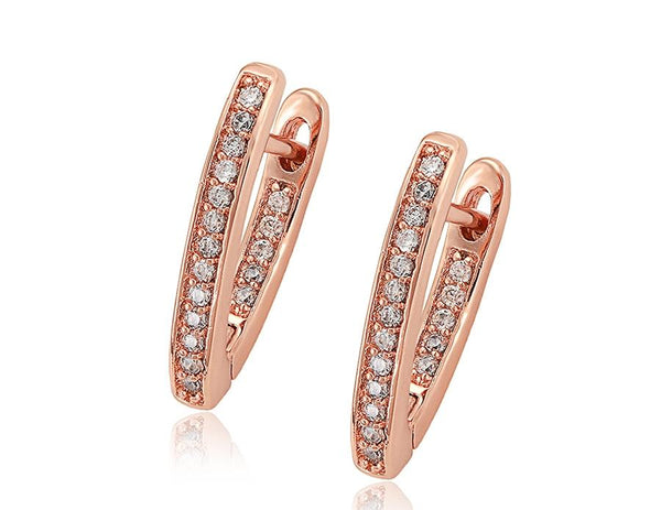 14K Rose Gold Plated Cubic Zirconia Hoops - HNS Studio
