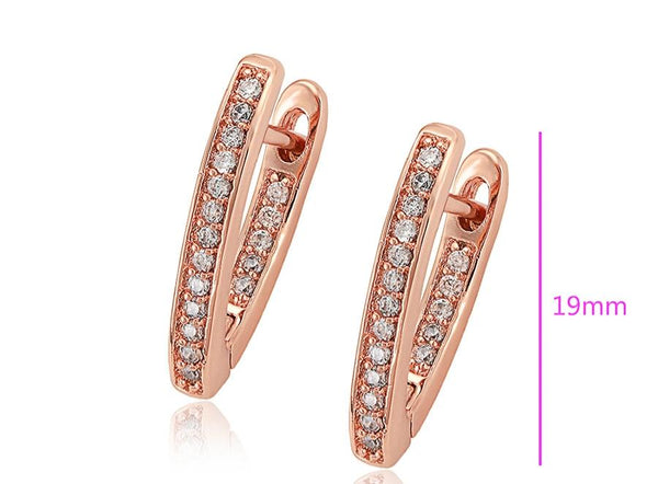 14K Rose Gold Plated Cubic Zirconia Hoops - HNS Studio