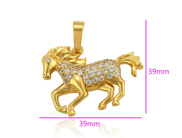 14k Gold Plated Horse Pendant Necklace - HNS Studio