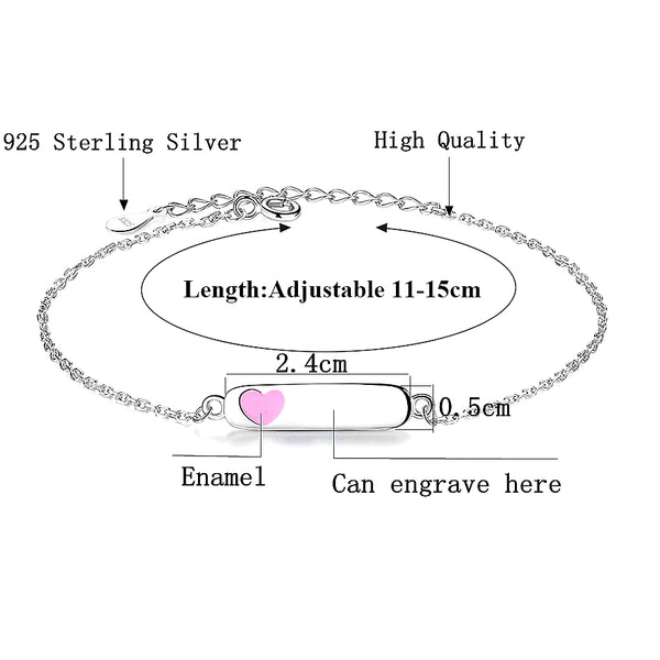 Engravable Bracelet - Sterling Silver - Heart - HNS Studio