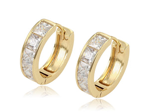 14k Gold plated Cubic zirconia hoop earrings - HNS Studio