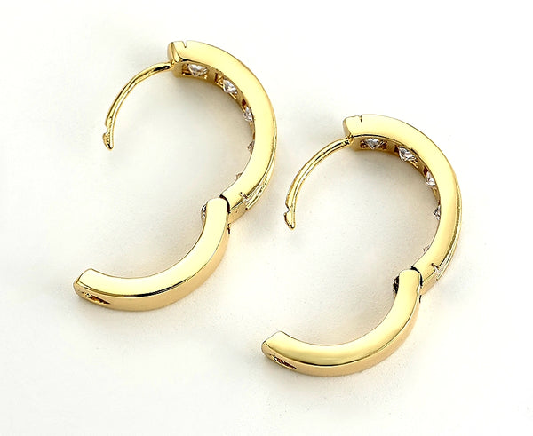 14k Gold plated Cubic zirconia hoop earrings - HNS Studio