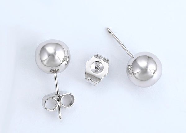 9mm Ball Stud Silver  Earrings - HNS Studio