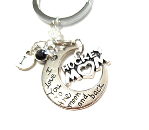 I Love You to the Moon and Back Hockey Mom Keychain - HNS Studio