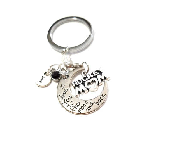 I Love You to the Moon and Back Hockey Mom Keychain - HNS Studio