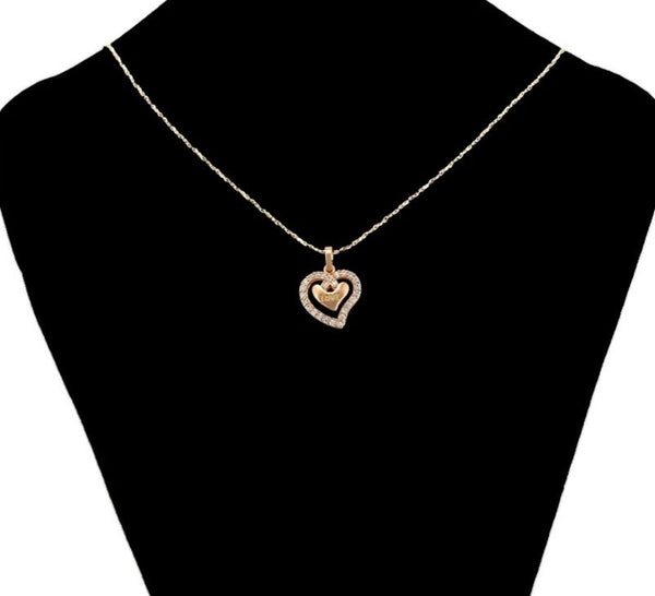 Rose gold Double Heart necklace - HNS Studio