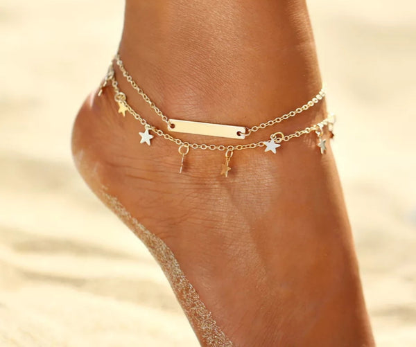 Gold plated Multi layer anklet - HNS Studio