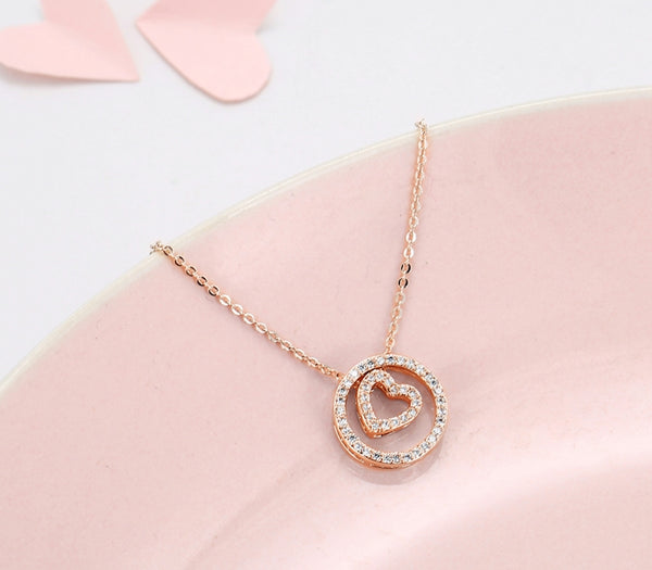 14k Rose Gold Plated Circle of Love Necklace - HNS Studio