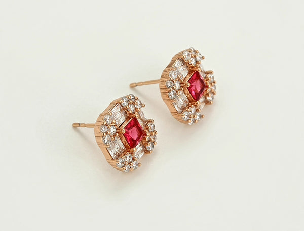 Rose gold Square Stud earrings - HNS Studio