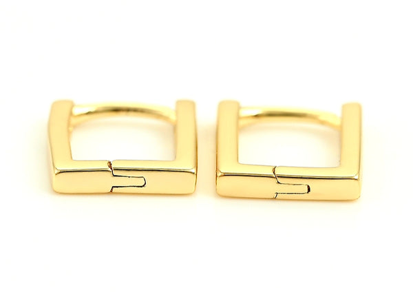 14k Yellow Gold Plated Rectangular Hoop Earrings - HNS Studio