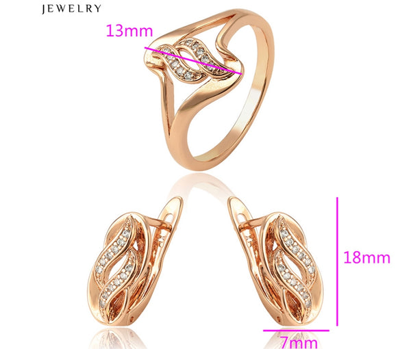 18k Rose gold plated earrings and ring Jewelry set - HNS Studio