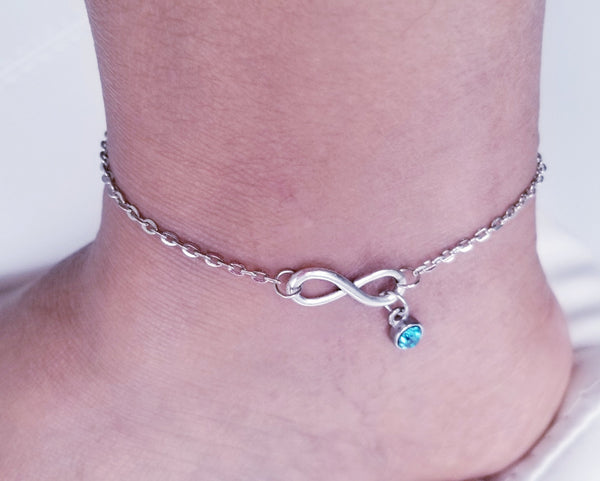 Infinity anklet with birthstone 
