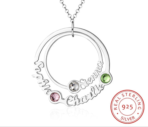 Personalized Family Circle Necklace with Birthstones