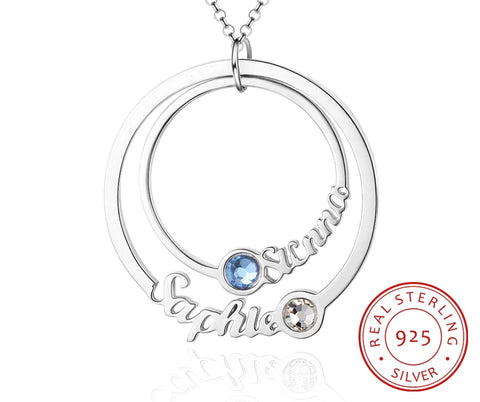 Personalized Family Circle Necklace with Birthstones