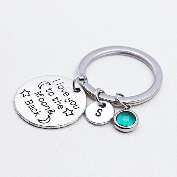 I Love You to the Moon and Back Personalized Dad Keychain