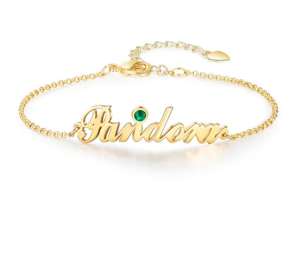 Personalized Name Bracelet with Birthstone