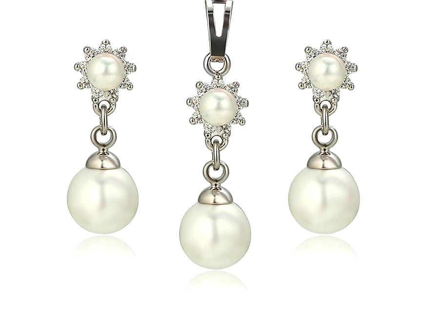 Pearl Drop Earrings  and Necklace set