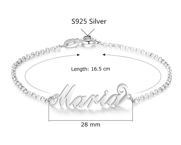 Sterling Silver Personalized Custom Name Bracelet