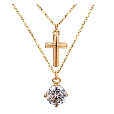 Layered cross necklace 