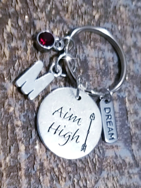 Aim High Arrow Personalized Keychain
