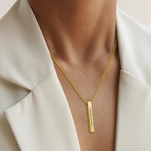 Personalized 4D Vertical Bar Necklace - HNs Studio