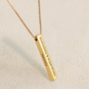 Personalized 3D Vertical Bar Necklace - HNs Studio