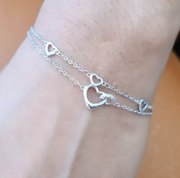 Silver Heart Charms Bracelet HNs Studio Canada 