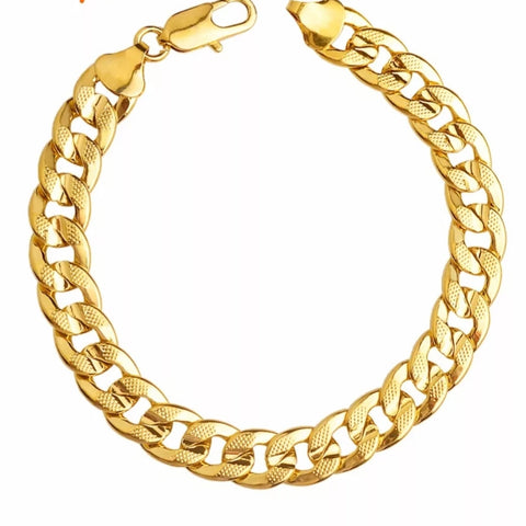 10mm Cuban Link Gold Plated Stainless Steel Bracelet for Men