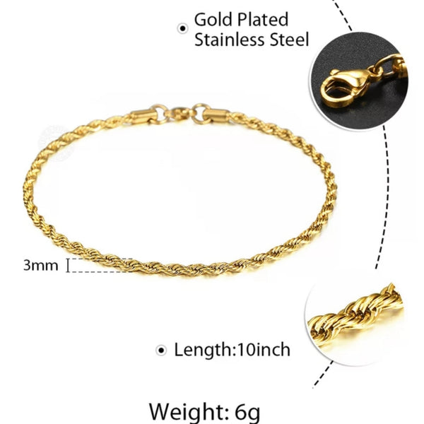 Gold Rope Chain Anklet HNS Studio Canada