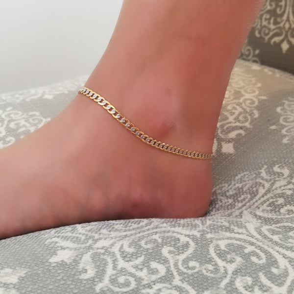 Two Tone Gold Curb Link Bracelet