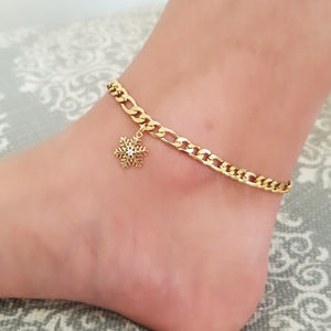 Gold Snow flake Anklet