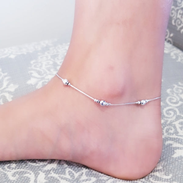 Sterling Silver Anklet with Beads