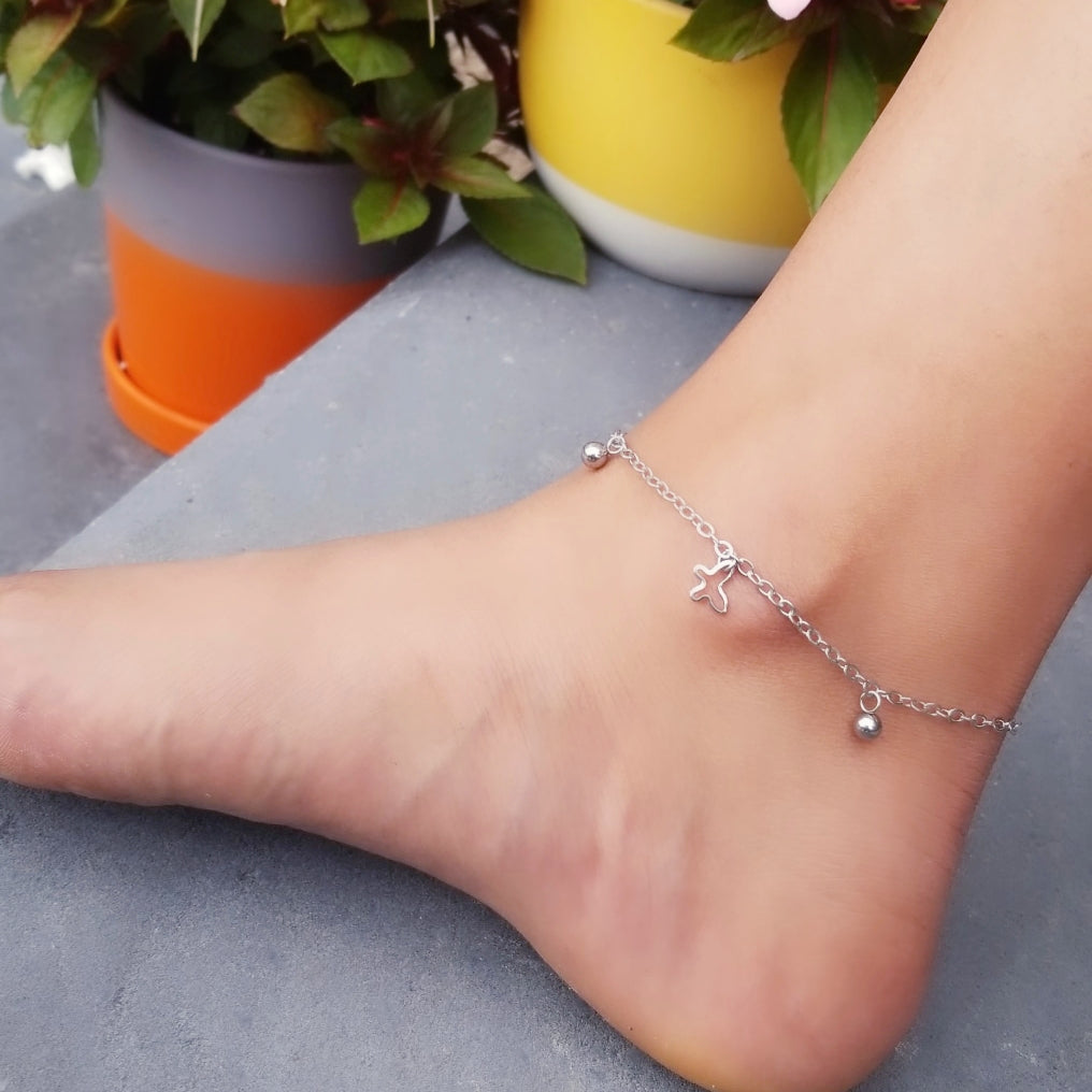 Silver Butterfly Charms Anklet HNS Studio Canada 
