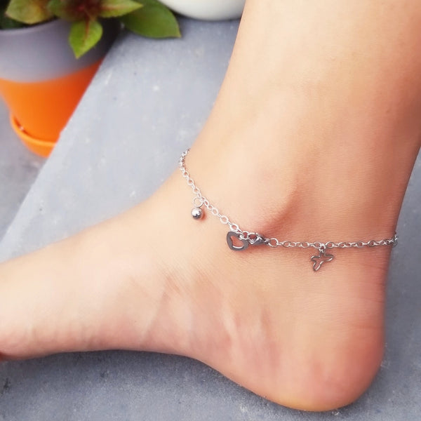 Silver Butterfly Charms Anklet HNS Studio Canada 