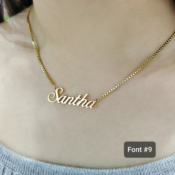 Custom Name Necklace with Box Chain