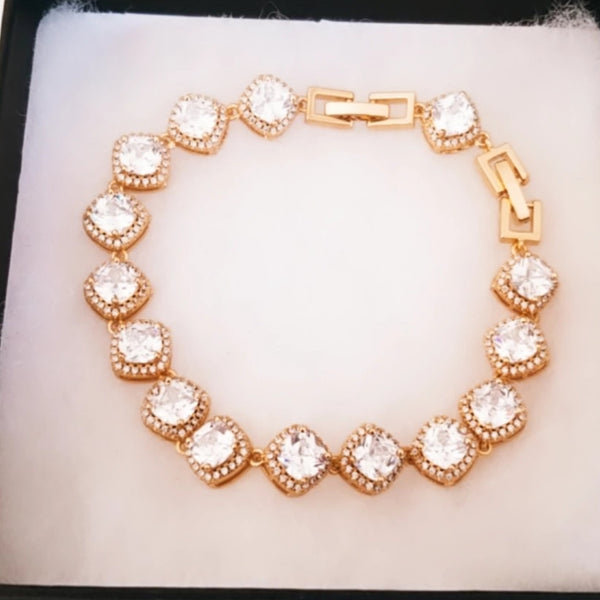 Princess Cut Zirconia 18K Gold Plated Bracelet HNS Studio Canada