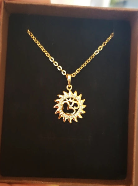 24k Gold Plated OM Pendant Necklace