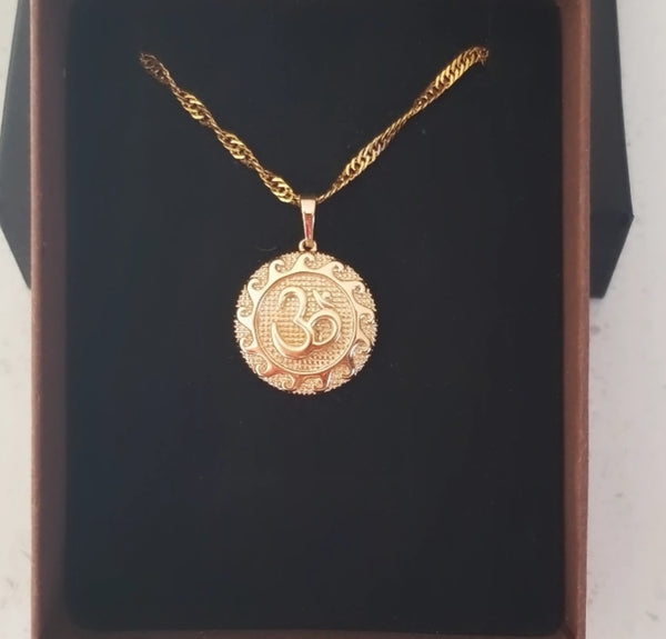18k Gold Filled OM Pendant Necklace