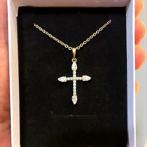 Gold Cross Necklace, Christmas Necklace Gift HNS Studio Canada 