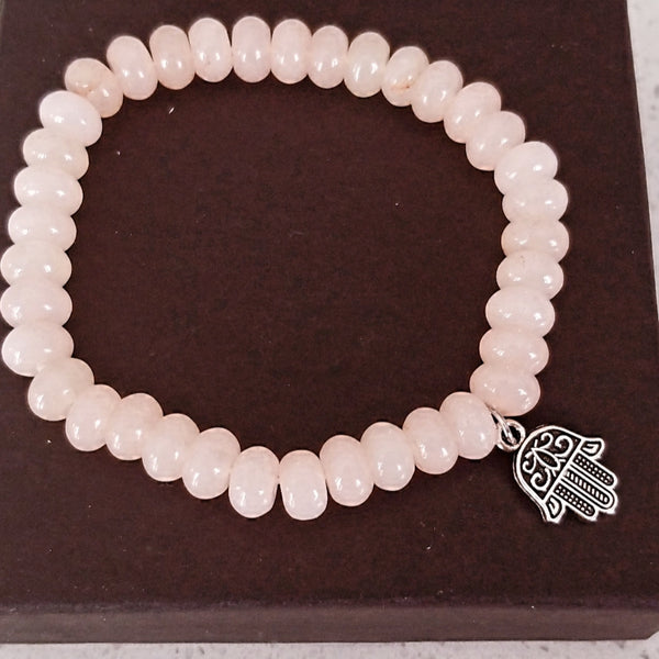 Light Pink Moonstone Beaded Bracelets, Chakra Balancing Energy Bracelet