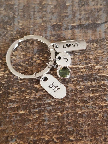 Best Friend Keychain with Love Charm Personalized