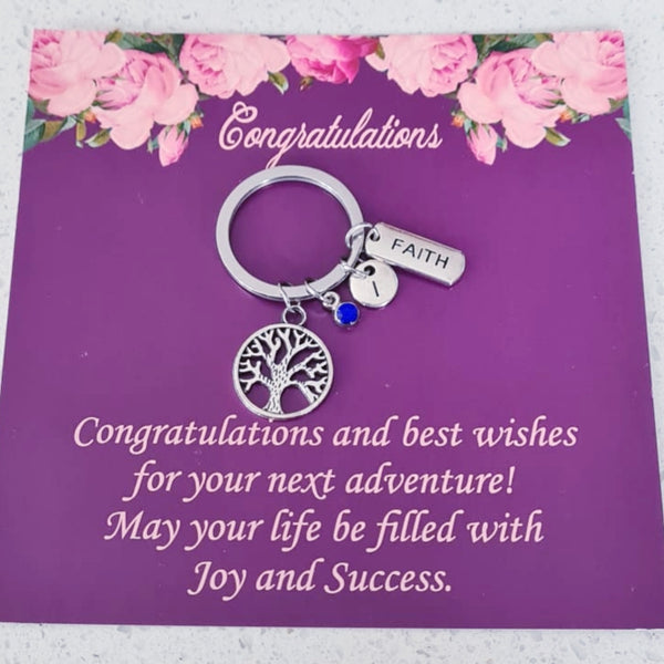 Personalized Tree of Life Keychain with Faith Charm HNS Studio Canada 