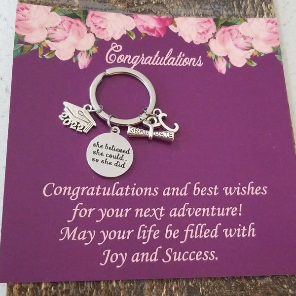 She Believed She Could So She Did Graduation Keychain